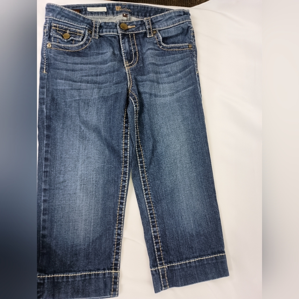 KUT FROM THE KLOTH‎ 6 Designer Natalie Crop Dark Wash Blue Denim Jeans-(#1,395)
